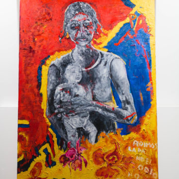 Woman with Baby M Hoyos Painting